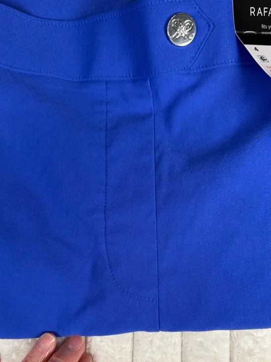 NWT Rafaella Dazzling Blue Stretch Flat Front Capri Pull On Pants Pockets 4 - Picture 9 of 11